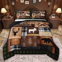 Castle Fairy Deer Bear Animal Queen Comforter Set,Woodland Wildlife Bedding Comforter Set