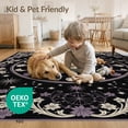 thumbnail image 4 of ODIKA 8'x10' Washable Area Rug Non-Shedding, Easy Care, Round Circle Mystical Lunar Phase Ornamental Frame Distressed for King Size Bedroom Under Bed, Master Suite, 4 of 7