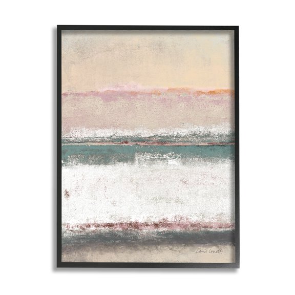 Stupell Industries Abstract Earth Tone Layers Beige White Blue Graphic Art Black Framed Art Print Wall Art, 11x14, by Lanie Loreth