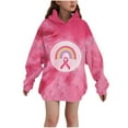 thumbnail image 3 of MKOSPLRT Pink Ribbon Hoodies for Kid 3-14Y Breast Cancer Long Sweatshirts Oversized Long Sleeve Pullover Tops with Pocket for Girl, 3 of 6