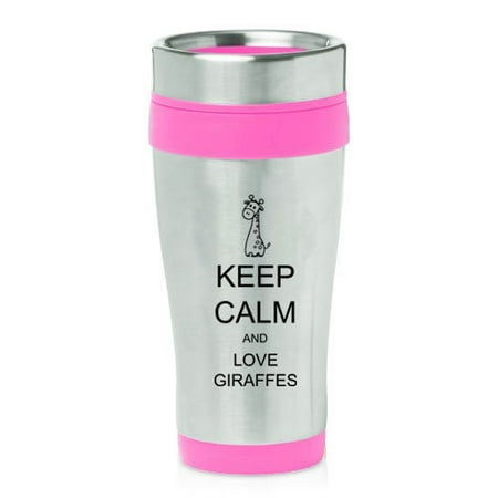 insulated mug stainless steel travel z422 giraffes 16oz calm keep pink