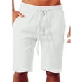 thumbnail image 4 of FASHIONWT Casual Drawstring Cropped Pants Insert Pockets Linen Men Shorts, 4 of 4