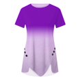 thumbnail image 4 of Patlollav Womens Plus Size Tops Button Print Round Neck Short Sleeve Irregular T-Shirt, 4 of 5