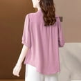 thumbnail image 5 of V Cuello Blusas para las Mujeres, de Moda Retro Bordado Cuello Redondo Cinco Cuartos de Manga para el Uso Casual, 5 of 5
