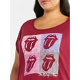 thumbnail image 4 of Terra & Sky Women's Plus Graphic T-Shirt, Rolling Stones, Sizes 0X-5X, 4 of 5