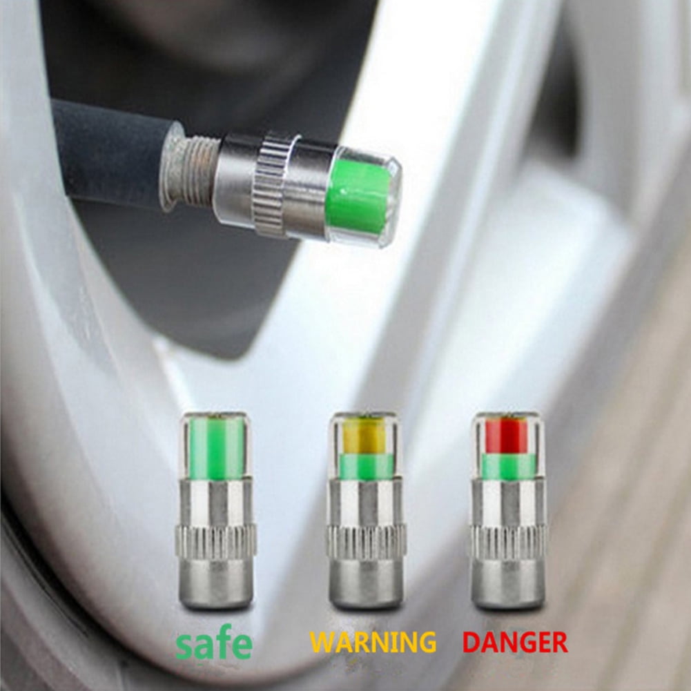 2.4 Bar 4pcs//set Tire Pressure Tire Monitor Pressure Gauge,Cap Sensor Indicator 3 Color Eye Alert Air Pressure Gauge