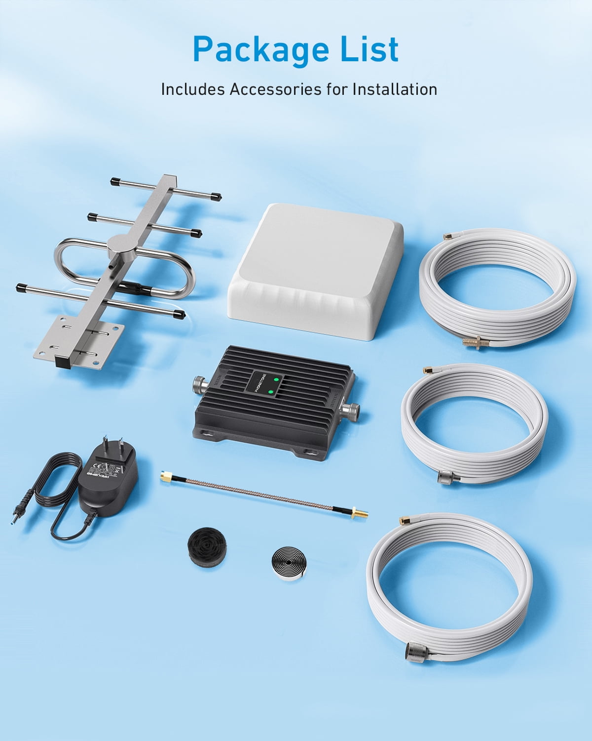Phonetone Cell Phone Booster for Home, Support Band 12 13 17, Boost 5G/4G Signal ,4500sq ft, High Gain Directional Antennas, FCC Approved