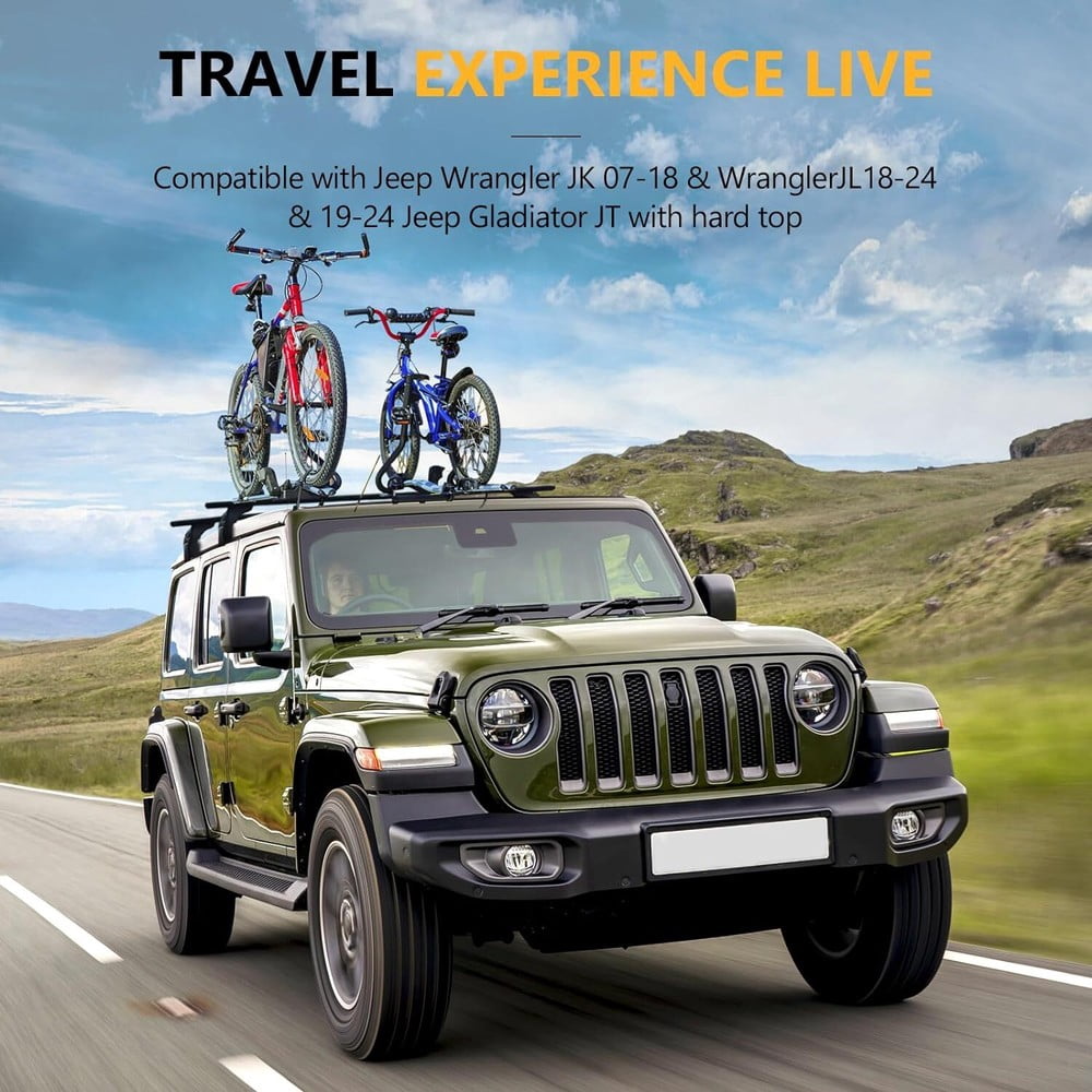 200 lbs Roof Rack Cross Bars fit for 2007-2024 Jeep Wrangler JK JL Gladiator JT