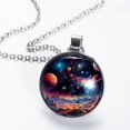 thumbnail image 2 of Galactic Space Womens Glass Circular Pendant Necklace - Elegant Jewelry Piece for Women, 2 of 5