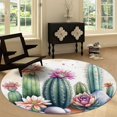 thumbnail image 4 of Round Rug Green 8ft Watercolor Cactus, Indoor Circle Washable Area Rug Print Non Slip Carpet for Living Room Bedroom Entryway Office Decor, 4 of 7