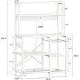 thumbnail image 3 of Bakers Rack with Power Outlet, 35.4 Inches Coffee Bar with Wire Basket, Kitchen Microwave Stand with 6 S-Shaped Hooks, Open Storage Shelves, 3 of 16
