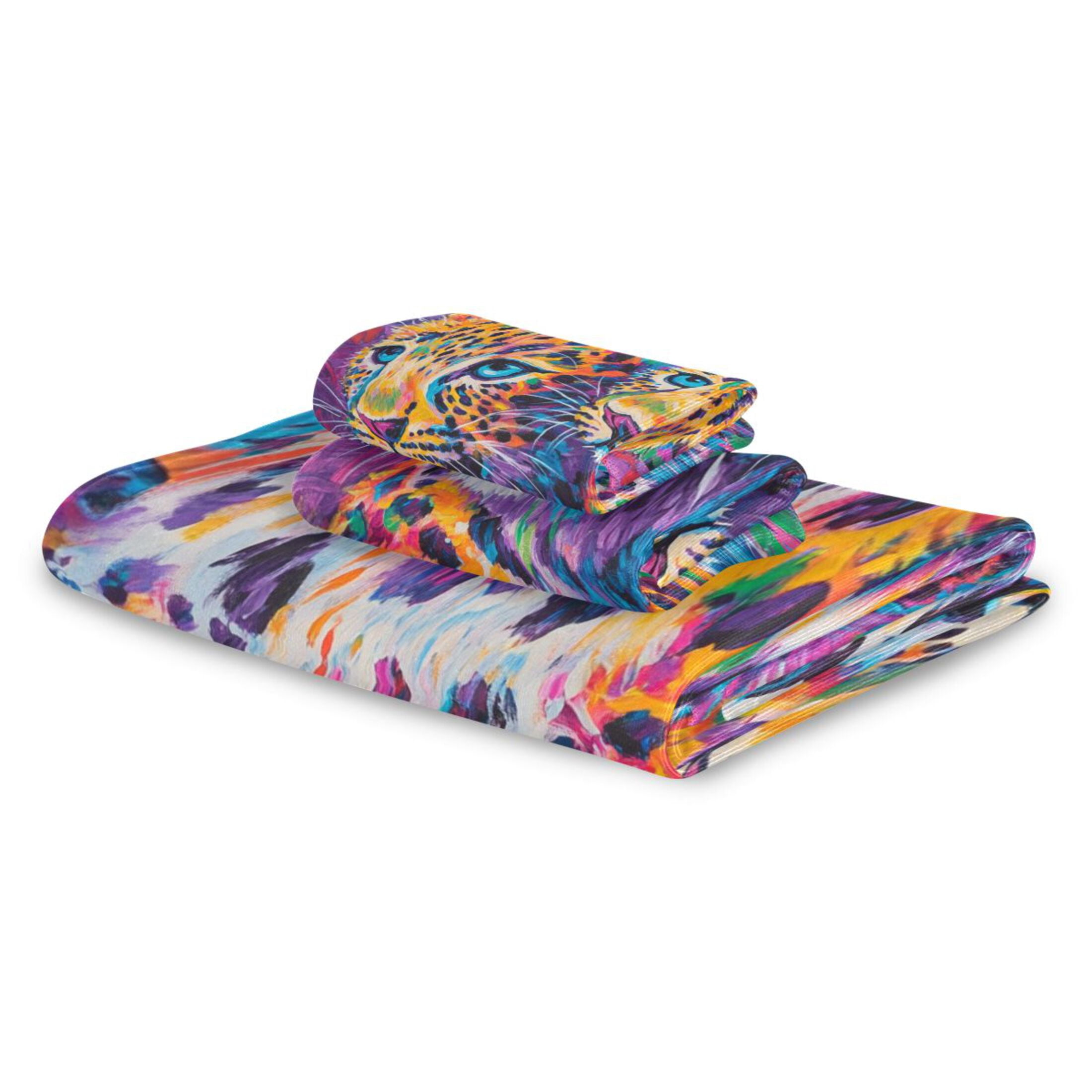BZSMCE 3piece Bath Towel Sets Hand Bath Towels Fashion Vibrant Leopard Duo Printed Towel Sets