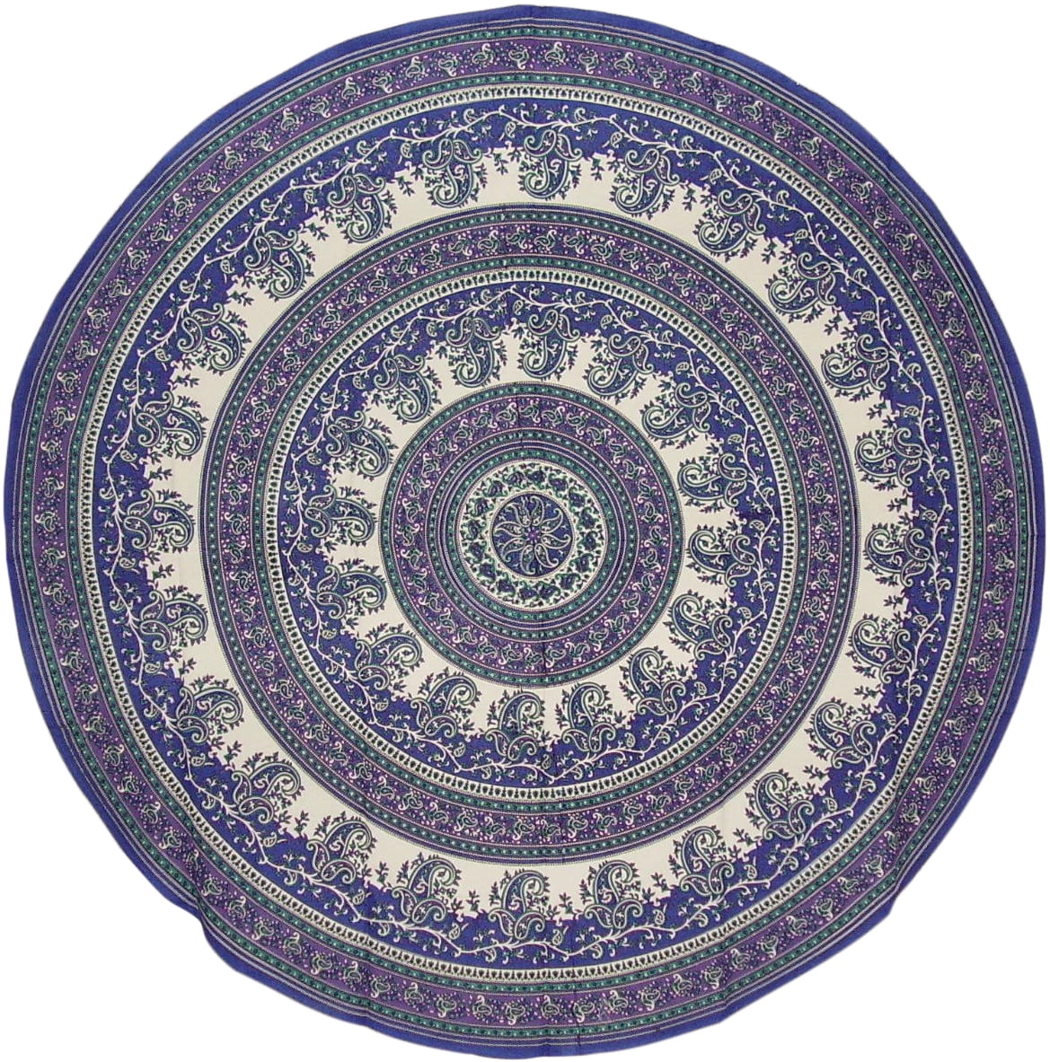 Elephant Mandala Style Round Tablecloth Table Cloth Cotton 72" Diameter