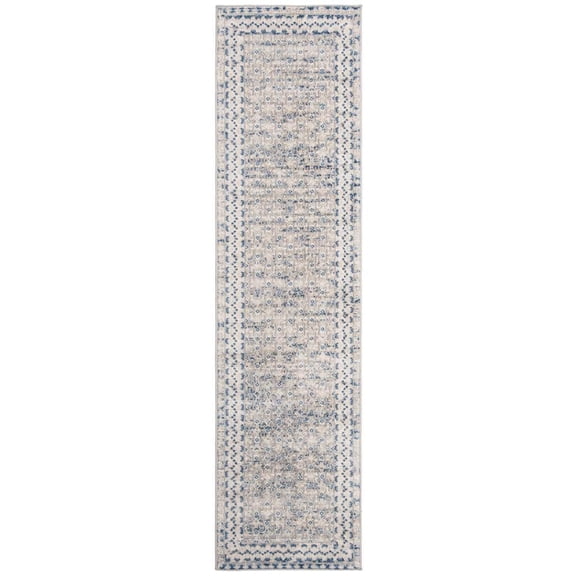 Brentwood Light Grey/Blue 2 ft. x 20 ft. Transitional Border Runner Rug