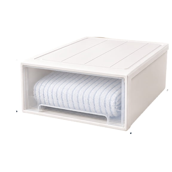 Clear Stackable Plastic Drawer Organizer, Pull‑Out Storage Bins with Anti‑Drop Lock, 3 Heights 7.88"/9.85"/11.82" for Bedroom Closet & Wall‑Mount System