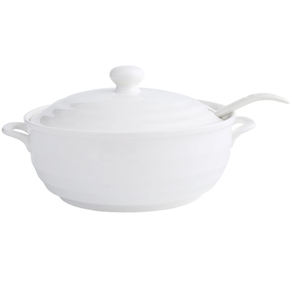 Ceramic Soup Bowl Set with Lid & Spoon - Family Gatherings & Kitchen, Food Grade Porcelain Soup Bowls for Soup, Noodle & Porridge