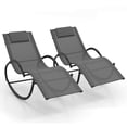 thumbnail image 1 of Costway 2 PCS Outdoor Rocking Lounge Chair with Removable Headrest Breathable Backrest & Seat Grey, 1 of 10