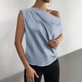 thumbnail image 7 of LEBONYARD Womens Summer V Neck Tshirt Tops,Womens Fashion Summer Short Sleeve Skew Collar Solid Casaul Tops T-shirt Light Blue XL, 7 of 7