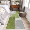 thumbnail image 4 of Sage Green Abstract 2'x6' Runner Rugs for Hallway Kitchen Bedside Non Slip Washable, Grey Geometric Oil Painting Vintage Entryway Rug Runners with Rubber Backing, Long Carpet Runner for Laundry Room, 4 of 8