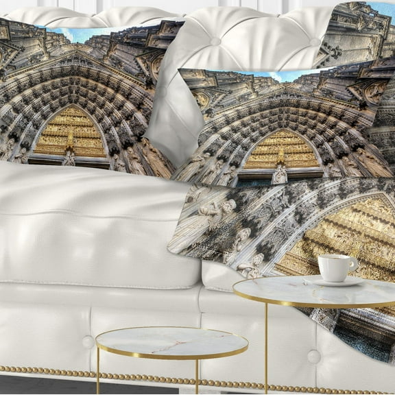 Designart Facade of the Dom Church in City - Cityscape Art Throw Pillow - 12x20