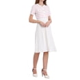 thumbnail image 4 of INSPIRE CHIC Women's Striped Sweater Dress 2025 Summer Short Sleeve Knit Flare Dresses XL Light Pink, 4 of 5