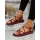 thumbnail image 2 of Women Anti Slip Criss Cross Flat Sandals, Elegant Black PVC Slingback Sandals, 2 of 4