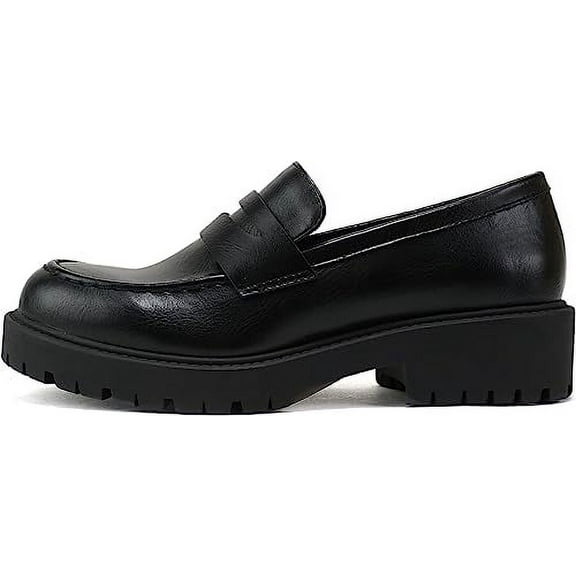 Soda “HENDER” ~ Women Round Toe Low Heel Lug Sole Platform Penny Loafer Shoe