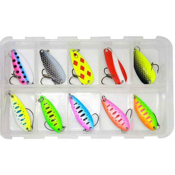 20pcs Trout Spoon Lure Set Mixed Colors Artificial Metal Bait Freshwater  Lake Fishing Tackle 