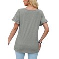 thumbnail image 3 of Avamo Hauts d'Été pour Femmes T-shirt Col Rond Manches Courtes T-shirt Confortable Chandail de Travail Gris G, 3 of 4