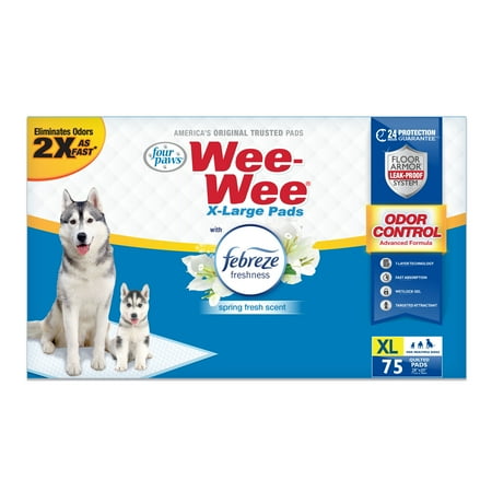 UPC: 0045663975708 | Four Paws Wee-Wee Febreze Freshness Odor Control Potty Training Dog & Puppy Pads XL 75ct