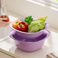 thumbnail image 4 of Colander Bowl with Lid,Detachable Lightweight Space Saving Fruit Vegetable Washing Strainer for Kitchen Food Prep Veggie Storage,Purple, 4 of 6
