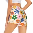thumbnail image 2 of Uemuo Groovy Daisy Flowers Pattern Women's Athletic Shorts High Waisted Running Shorts with Liner Pockets Gym Elastic Workout Shorts-, 2 of 9