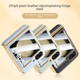 thumbnail image 2 of Para Samsung Z Flip6/5 funda para teléfono móvil con bisagra de resorte de piel lisa galvanizada, funda protectora a prueba de caídas con todo incluido, 2 of 5