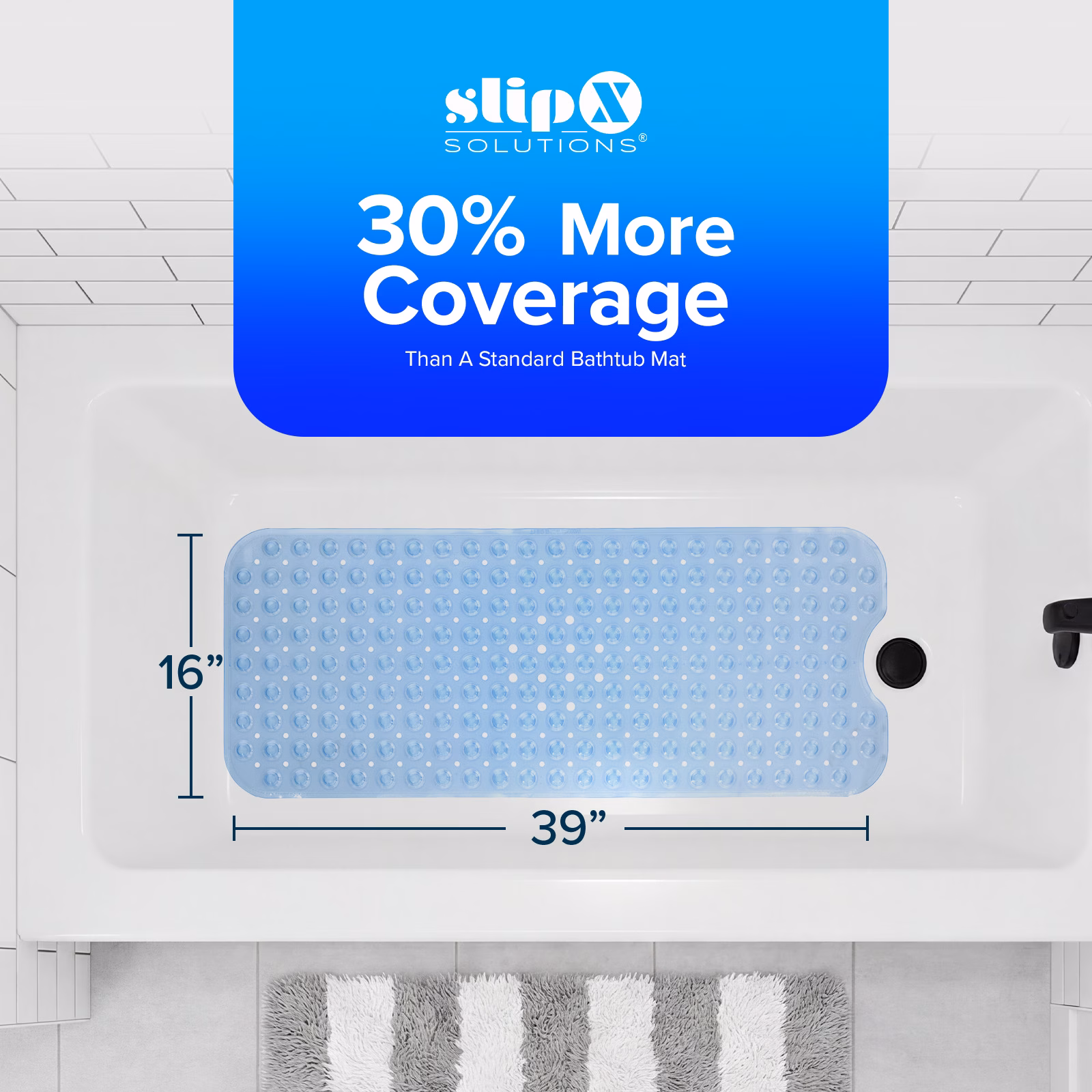 thumbnail image 6 of SlipX Solutions Bathtub Mat Non Slip 39 x 16, Extra Long Bathroom Shower Mat, Suction Cups, 6 of 8