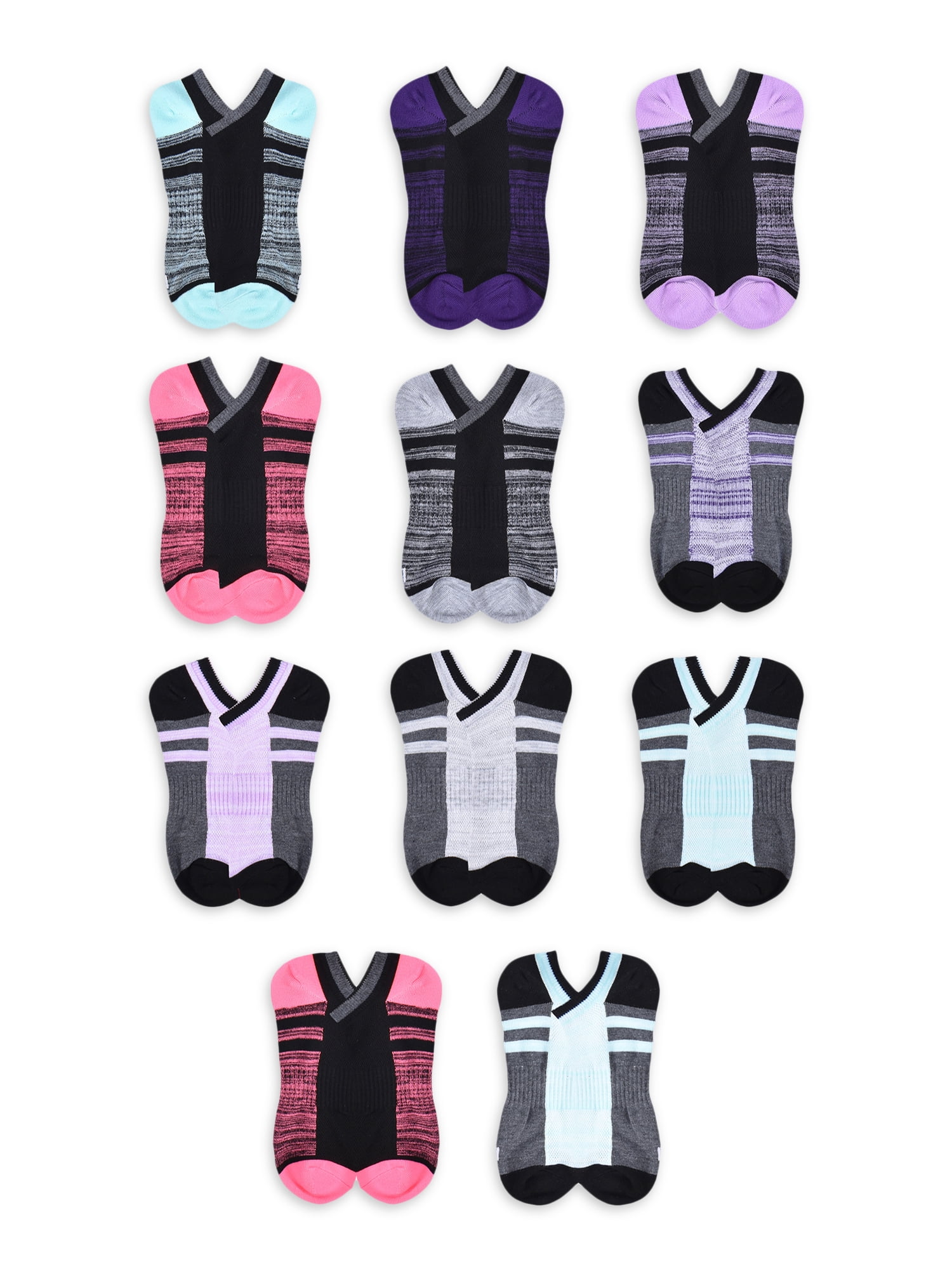 Athletic Works Girls Socks, 11-Pack, Sizes S to L