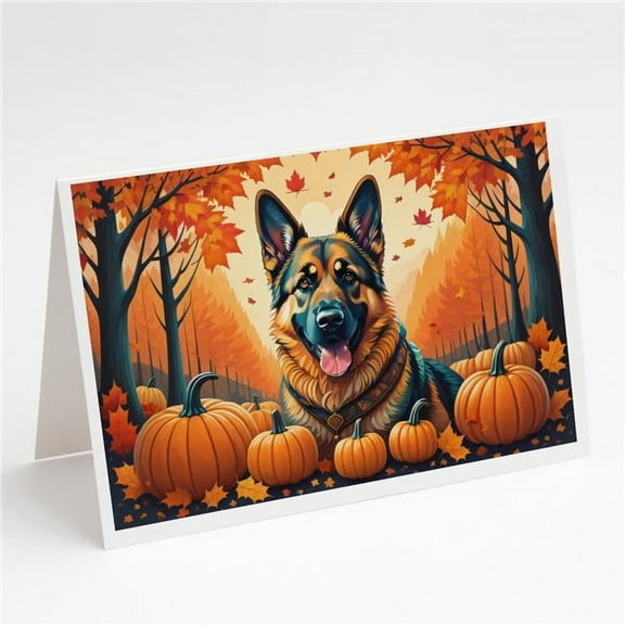 German Shepherd Fall Greeting Cards and Envelopes Pack of 8 7 in x 5 in