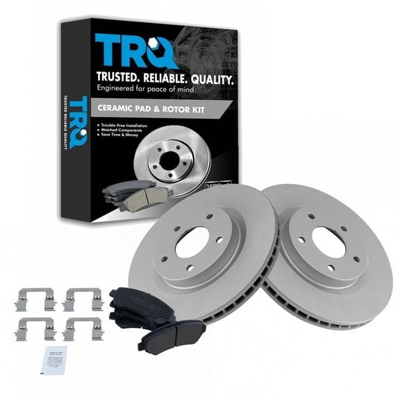TRQ Front Brake Pad & Rotor Kit Brake Pads Brake Rotor Ceramic Premium G-Coated Fits Select 2008-2013 Nissan Rogue 2014-2015 Rogue Select 2007-2008 Sentra