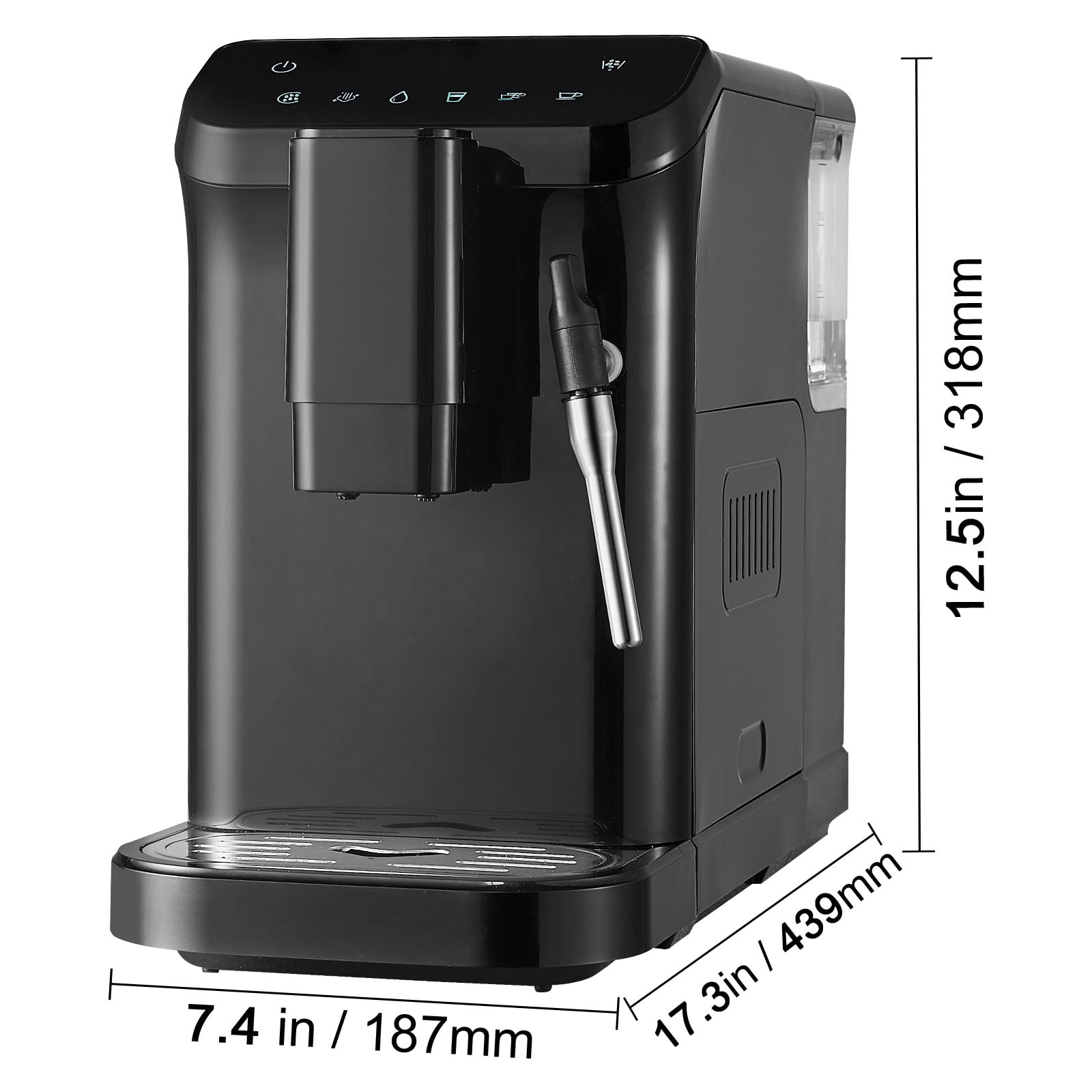 VEVOR Automatic Espresso Machine, 20 Bar Auto Coffee Machine with Frother Steam Wand, Built-In Grinder and 15-Level Grinding Settings, Professional Espresso Coffee Maker with 1.5L Water Tank