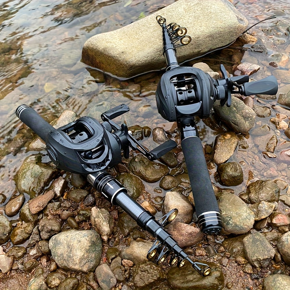 62.99/70.87/82.68/94.49in Ultra-durable Telescopic Portable Hard Carbon Sea Fishing Rod Set, 7.2:1 Baitcasting Wheel Combo, for Mobile Sea Fishing, Spinning Rod Professional