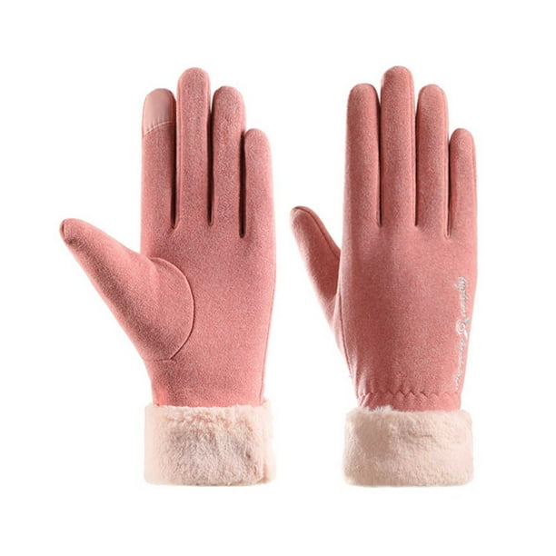 Guantes térmicos de invierno para mujer con forro polar y función de pantalla táctil para una conducción cómoda y calefacción. Manoplas de nailon para mujer.