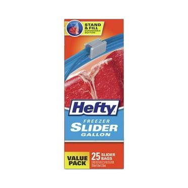 Hefty 00R88073 10.56 in. x 11 in. 1-Gallon Slider Stand and Fill Freezer Storage Bags - Clear (225/Carton)