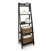 Jela Solid Wood 5 Shelf Ladder Bookcase - Black