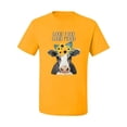 thumbnail image 2 of Wild Bobby, Good Food Good Mood Funny Cute Cow Animal Lover Men's Graphic T-Shirt, Gold, Large, 2 of 3
