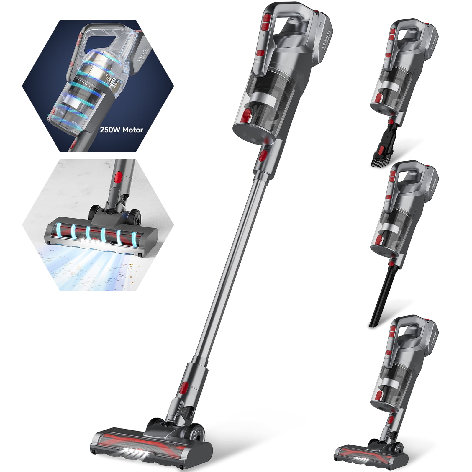 VEAVON Stick Vacuum Lightweight, Cordless Vacuum Pet Hair, 4 in 1