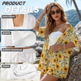 thumbnail image 6 of FKEKYI Sunflower Print Womens Summer Short Set 2 Piece Shirt Top & Shorts with Adjustable Waistband Casual Lounge Sets Breathable Resort Wear Beachwear Outfits, S, 6 of 7