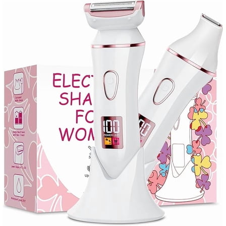 2-in-1 Bikini Trimmer for Women, Gifts for Women, Electric Shaver for Womens, Rechargeable Wet Dry Lady Hair Remover,IPX7 Waterproof, Razor for Legs