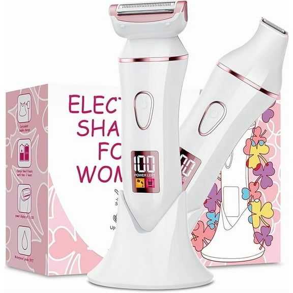 2-in-1 Bikini Trimmer for Women, Gifts for Women, Electric Shaver for Womens, Rechargeable Wet Dry Lady Hair Remover,IPX7 Waterproof, Razor for Legs