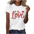 thumbnail image 2 of HaoXianJian Valentine's Day Shirt for Women Heart Print Short Sleeve Crew Neck Sweat Shirts Loose Fits Letter Print Graphic Pullover Tee Tops Casual Girl Friend Gift T Shirt Size 2X 3X, 2 of 4