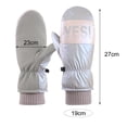 thumbnail image 5 of Xinyolin 1 Pair Women Gloves Plush Lined Ribbed Cuffs Full Cover Winter Waterproof Letter Print Cycling Gloves for Outdoor Sports, 5 of 8