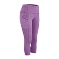 thumbnail image 2 of Girls Purple High Waisted Capri Leggings with Pockets Active Kids Polyester Blend Sizes 120-160,Size 12 T, 2 of 9